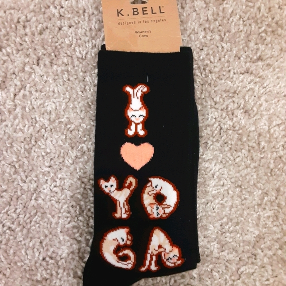 K.Bell Cat Yoga Crew Socks